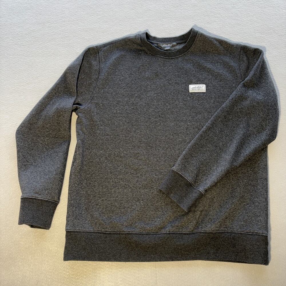 Eddie Bauer Men’s XL Fleece Crewneck Sweatshirt Mountain Logo Patch Pullover